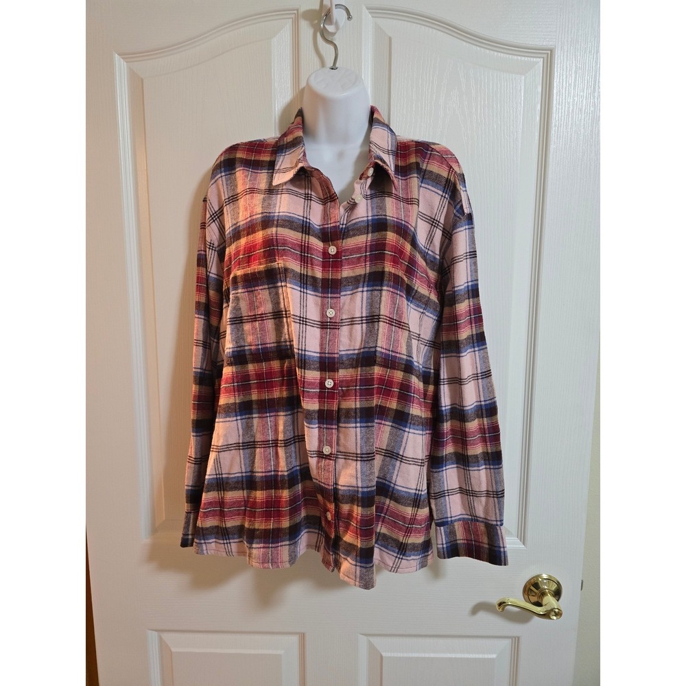 Old Navy Plaid Boyfriend Shirt‎ Women's XL Pink Long Sleeve Button Down /0352